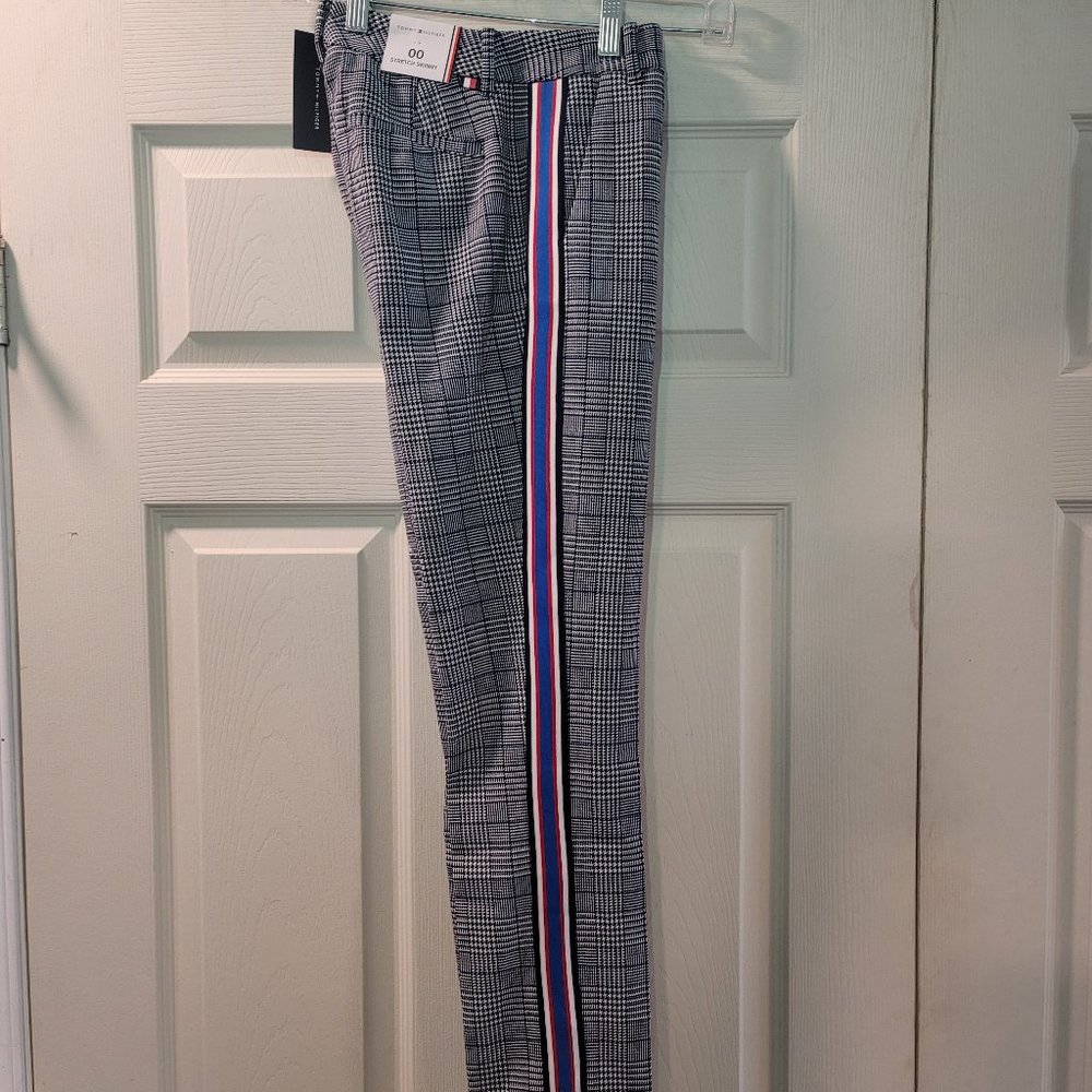 Womens Juniors Tommy Hilfiger Stretch Skinny Pants Houndstooth Size 00